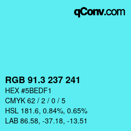カラーコード: RGB 91.3 237 241 | qconv.com