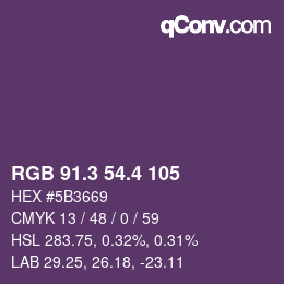 カラーコード: RGB 91.3 54.4 105 | qconv.com