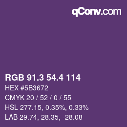 カラーコード: RGB 91.3 54.4 114 | qconv.com