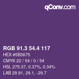 カラーコード: RGB 91.3 54.4 117 | qconv.com