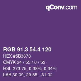 カラーコード: RGB 91.3 54.4 120 | qconv.com