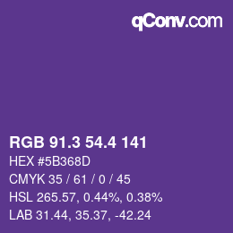 カラーコード: RGB 91.3 54.4 141 | qconv.com
