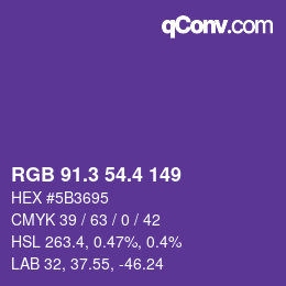 カラーコード: RGB 91.3 54.4 149 | qconv.com