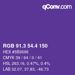 カラーコード: RGB 91.3 54.4 150 | qconv.com