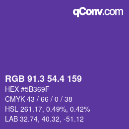 カラーコード: RGB 91.3 54.4 159 | qconv.com