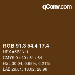 カラーコード: RGB 91.3 54.4 17.4 | qconv.com