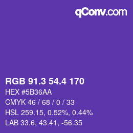 カラーコード: RGB 91.3 54.4 170 | qconv.com