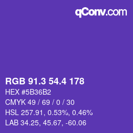 カラーコード: RGB 91.3 54.4 178 | qconv.com