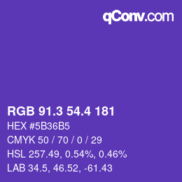 カラーコード: RGB 91.3 54.4 181 | qconv.com