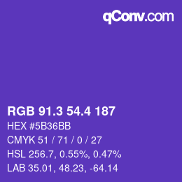 カラーコード: RGB 91.3 54.4 187 | qconv.com