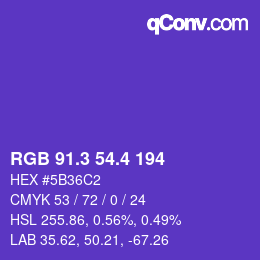 カラーコード: RGB 91.3 54.4 194 | qconv.com