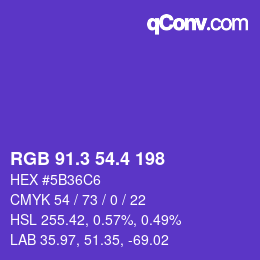 カラーコード: RGB 91.3 54.4 198 | qconv.com