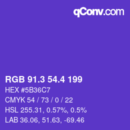 カラーコード: RGB 91.3 54.4 199 | qconv.com