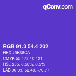 カラーコード: RGB 91.3 54.4 202 | qconv.com