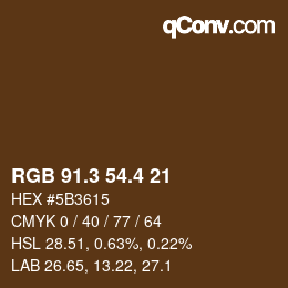 カラーコード: RGB 91.3 54.4 21 | qconv.com