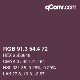 カラーコード: RGB 91.3 54.4 72 | qconv.com