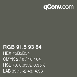 Color code: RGB 91.5 93 84 | qconv.com