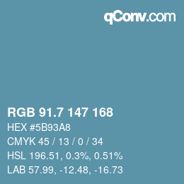 カラーコード: RGB 91.7 147 168 | qconv.com