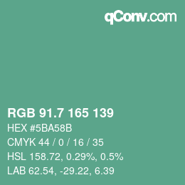 カラーコード: RGB 91.7 165 139 | qconv.com