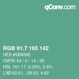 カラーコード: RGB 91.7 165 142 | qconv.com
