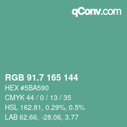 カラーコード: RGB 91.7 165 144 | qconv.com