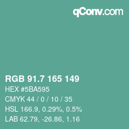 カラーコード: RGB 91.7 165 149 | qconv.com