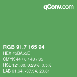 カラーコード: RGB 91.7 165 94 | qconv.com