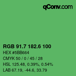 カラーコード: RGB 91.7 182.6 100 | qconv.com