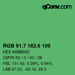 カラーコード: RGB 91.7 182.6 109 | qconv.com