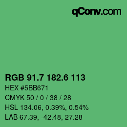 カラーコード: RGB 91.7 182.6 113 | qconv.com