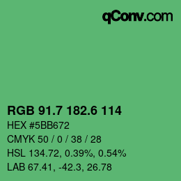 カラーコード: RGB 91.7 182.6 114 | qconv.com