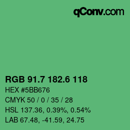 カラーコード: RGB 91.7 182.6 118 | qconv.com