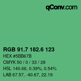 カラーコード: RGB 91.7 182.6 123 | qconv.com