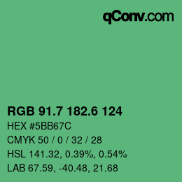 カラーコード: RGB 91.7 182.6 124 | qconv.com