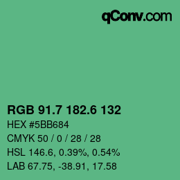 カラーコード: RGB 91.7 182.6 132 | qconv.com