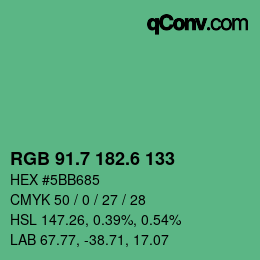 カラーコード: RGB 91.7 182.6 133 | qconv.com