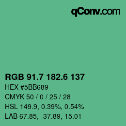 カラーコード: RGB 91.7 182.6 137 | qconv.com