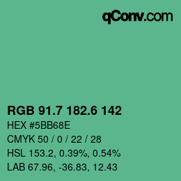 カラーコード: RGB 91.7 182.6 142 | qconv.com