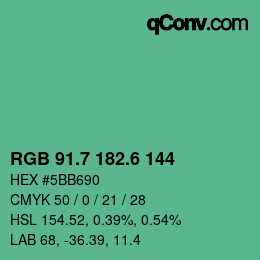 カラーコード: RGB 91.7 182.6 144 | qconv.com