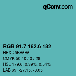 カラーコード: RGB 91.7 182.6 182 | qconv.com