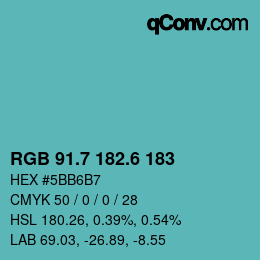 カラーコード: RGB 91.7 182.6 183 | qconv.com
