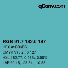 カラーコード: RGB 91.7 182.6 187 | qconv.com