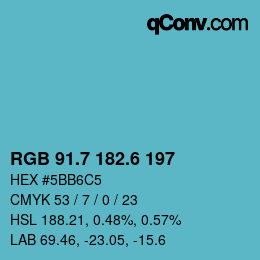 カラーコード: RGB 91.7 182.6 197 | qconv.com