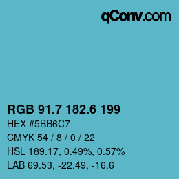 カラーコード: RGB 91.7 182.6 199 | qconv.com
