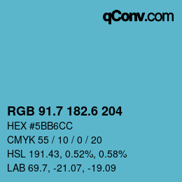 カラーコード: RGB 91.7 182.6 204 | qconv.com