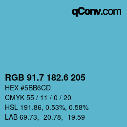 カラーコード: RGB 91.7 182.6 205 | qconv.com