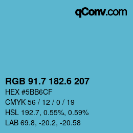 カラーコード: RGB 91.7 182.6 207 | qconv.com