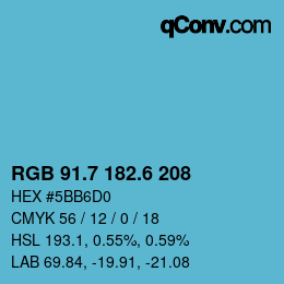カラーコード: RGB 91.7 182.6 208 | qconv.com