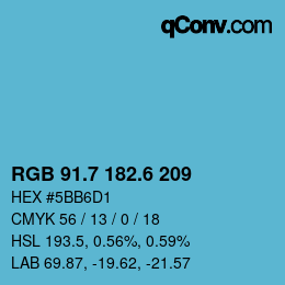 カラーコード: RGB 91.7 182.6 209 | qconv.com