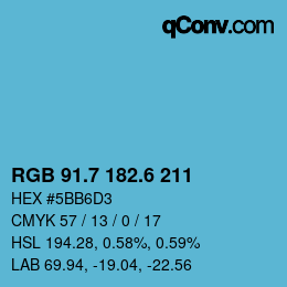 カラーコード: RGB 91.7 182.6 211 | qconv.com